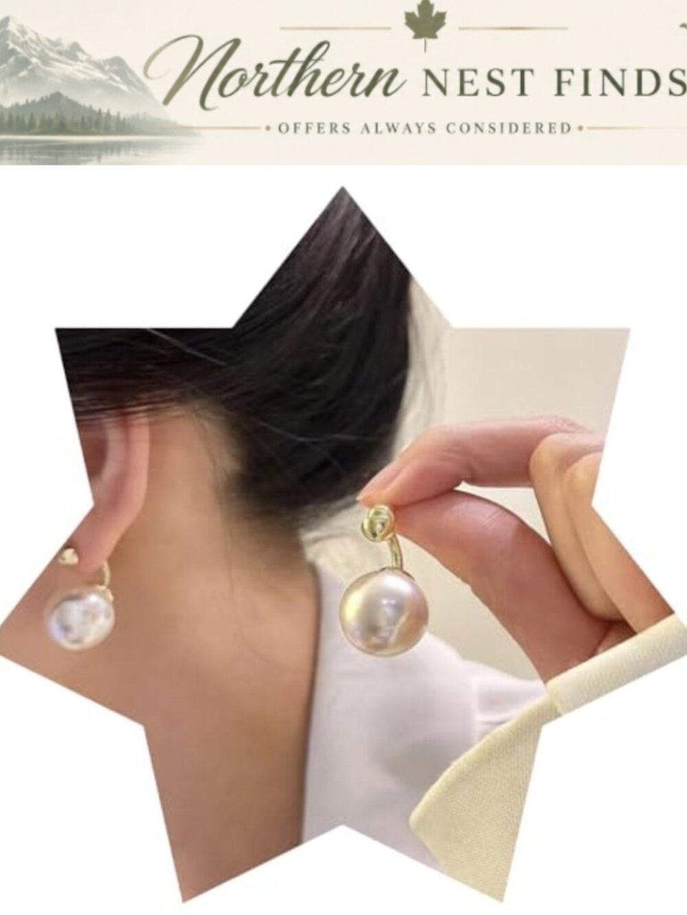 Gold Pearl Drop Earrings 15mm Dangle Stud Hypoallergenic 925 Sterling Silver